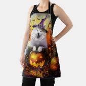 サモ不気味イド犬ハロウィーン魔女とカボチャ エプロン (インサイチュ)