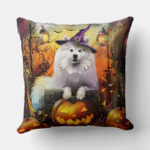 サモ不気味イド犬ハロウィーン魔女とカボチャ クッション (裏面)