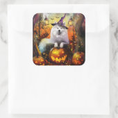 サモ不気味イド犬ハロウィーン魔女とカボチャ スクエアシール (バッグ)