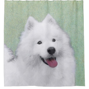 サモ絵画イエドの可愛いオリジナルの犬芸 シャワーカーテン