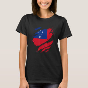 サモ誇りを持ったアのシャツが引き裂かれたサモア国旗 Tシャツ