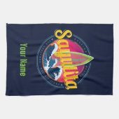 サユリタメキシコサーファーヴィンテージウェーブサンセットビグウェブ キッチンタオル (横)