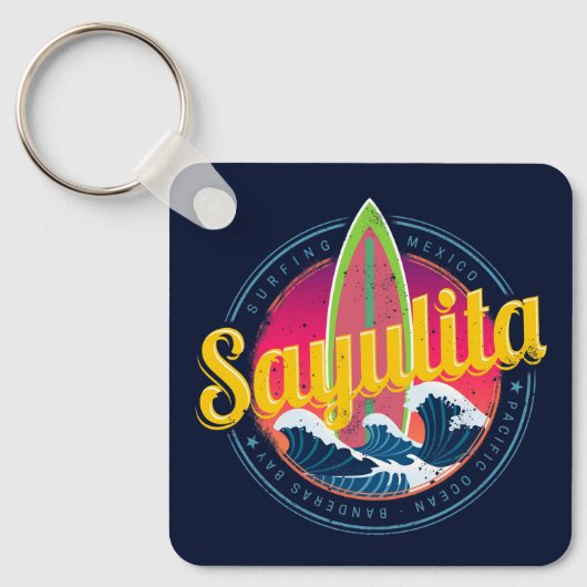 サユリタメキシコサーファーヴィンテージウェーブサンセットビグウェブ キーホルダー (正面)
