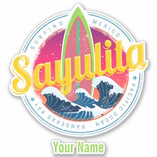 サユリタメキシコサーファーヴィンテージウェーブサンセットビグウェブ シール (正面)