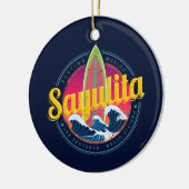 サユリタメキシコサーファーヴィンテージウェーブサンセットビグウェブ セラミックオーナメント (左)