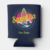 サユリタメキシコサーファーヴィンテージウェーブサンセットビグウェブ 缶クーラー (裏面)