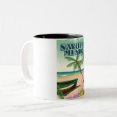 サユリタメキシコビーチポスター ツートーンマグカップ (正面左)