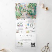 サユリタメキシコ目的地 |図解入りの、写真付きの結婚s 三つ折り招待状 (内部)