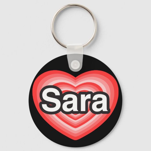 サラが大好き。サラを愛してる。ハート キーホルダー (正面)