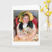 サラと彼女の犬、カッサット カード (黄色い花)