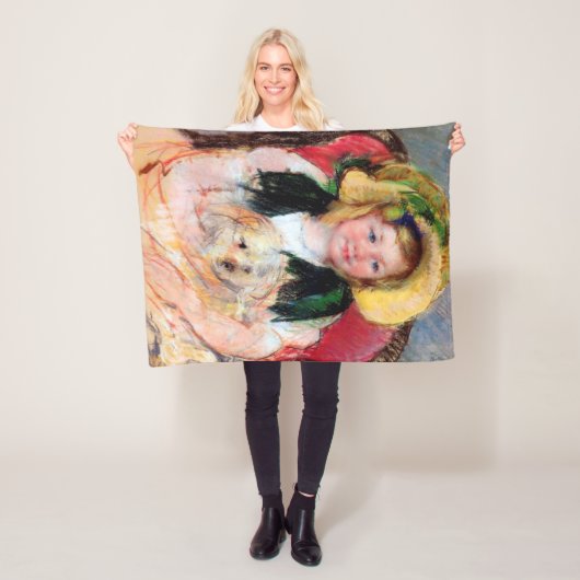 サラと彼女の犬、カッサット フリースブランケット (インサイチュ)