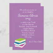 サラのバット・ミツバの本の山の招待状 招待状 (正面/裏面)