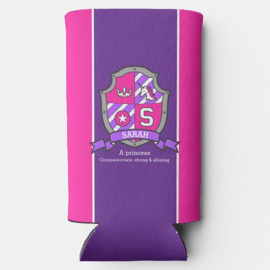 サラの名前はピンクのクレストのユニコーンを意味する スリム缶クーラー (裏面)