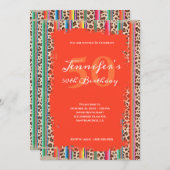 サラエヒョウグランジサファリオレンジ50誕生日 招待状 (正面/裏面)