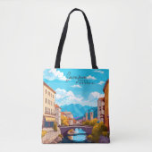 サラエボボスニアヴィンテージアートトラベルイラストレーション トートバッグ (正面)