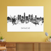 サラエボ・ボスニア・ヘルツェゴビナ・スカイラインBW キャンバスプリント (インサイチュ (リビング))
