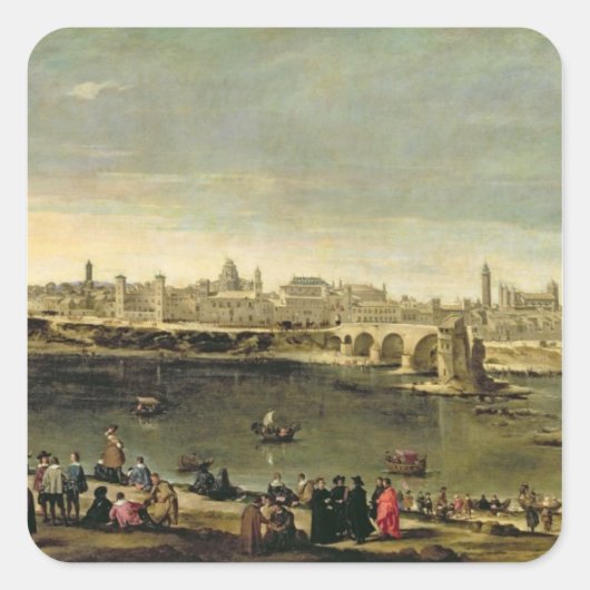 サラゴサの街の眺め スクエアシール (正面)