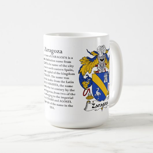 サラゴサ家族の紋章付き外衣 コーヒーマグカップ (正面右)
