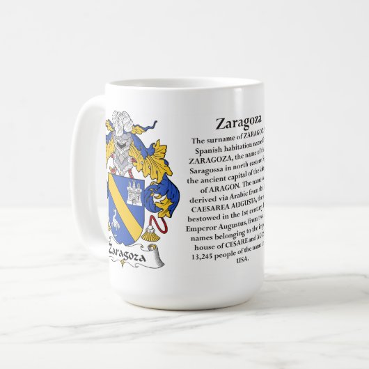 サラゴサ家族の紋章付き外衣 コーヒーマグカップ (正面左)