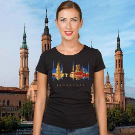 サラゴサ スペイン シルエット あったか トラベルTシャツ Tシャツ