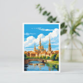 サラゴザスペインアートヴィンテージ旅行イラストレーション ポストカード (スタンド正面)