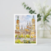 サラゴザスペイン有名な旅行プレイスウォーターカラー ポストカード (スタンド正面)