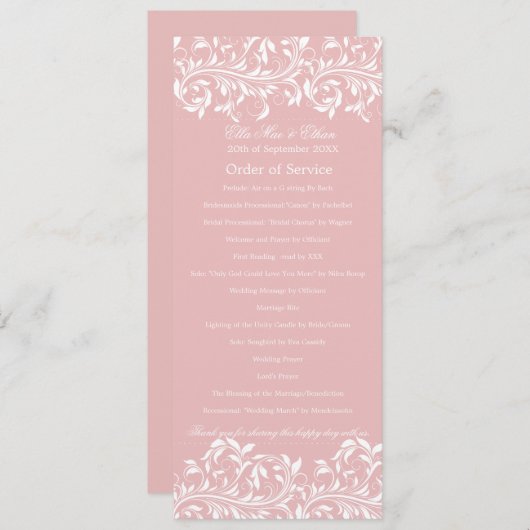 サラサービスのジェーンのピンク及び白い発注 プログラム (正面/裏面)