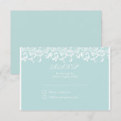 サラジェーン淡いブルーおよび白い結婚RSVP 出欠カード (正面/裏面)