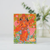 サラスワティのタンジョレ学のヒンドゥー教の女神 ポストカード (スタンド正面)