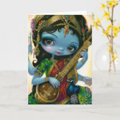 「サラスワティ遊ズ・ビーナ」グリーティングカード カード (黄色い花)