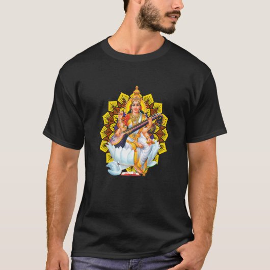 サラスヴァティー 聖なる幾何学 第三の眼 イシャ ヒンズー教 リン Tシャツ (正面)