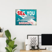 サラソタドルフィン – レトロヴィンテージトラベル ポスター (ホームオフィス)