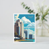 サラソタフロリダアートヴィンテージ旅行イラストレーション ポストカード (スタンド正面)