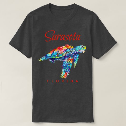 サラソタフロリダウォーター色ウミガメ Tシャツ (デザイン正面)