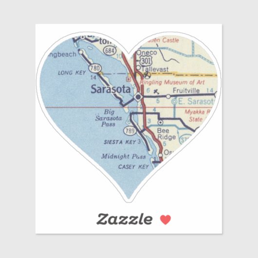 サラソタフロリダクラシック州の地図 シール (シート)