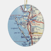 サラソタフロリダヴィンテージの地図 セラミックオーナメント (左)