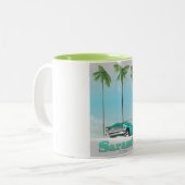 サラソタフロリダヴィンテージスタイル旅行ポスター ツートーンマグカップ (正面左)