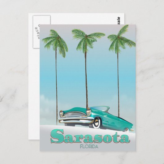サラソタフロリダヴィンテージスタイル旅行ポスター ポストカード (正面/裏面)
