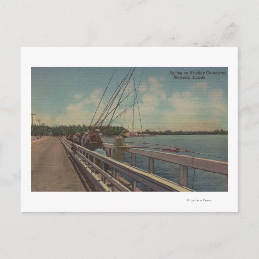 サラソタ州(フロリダ州) – 人々の魚釣りオフ ポストカード (正面)