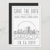 サラソタ結婚ス |スタイル設定されたスカイライン日付を保存 招待状 (正面/裏面)