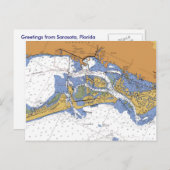 サラソタ、フロリダハーバー航海のチャートはがき ポストカード (正面/裏面)