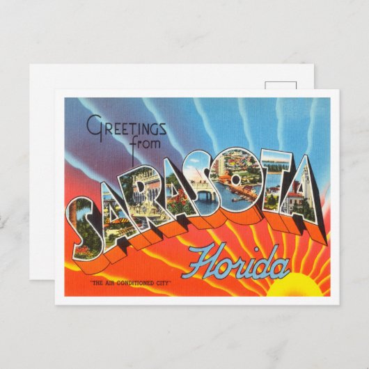 サラソタ、フロリダヴィンテージ旅行からの挨拶 ポストカード (正面/裏面)