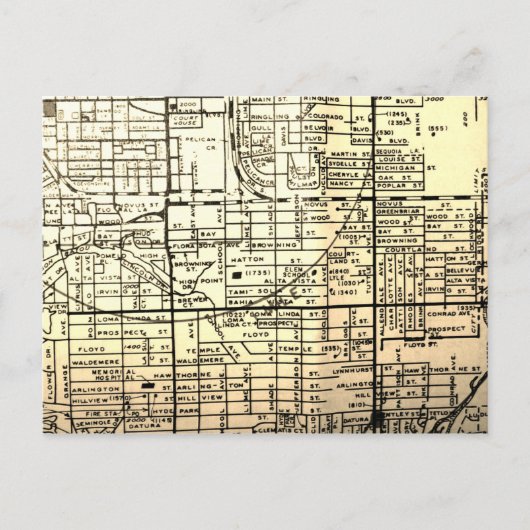 サラソタ，フロリダ州ヴィンテージの地図 ポストカード (正面)