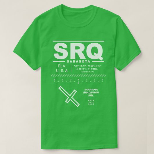 サラソタ – ブラデント国際的ンエアポートSRQ Tシャツ (デザイン正面)