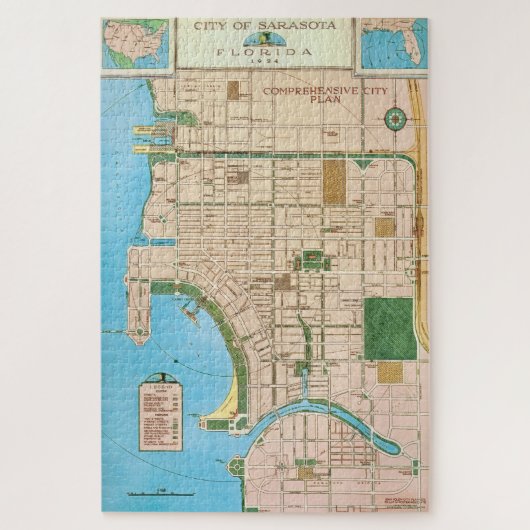 サラソタ FL ヴィンテージ マップ 20x30 ジグソーパズル (縦)