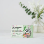 サラダがトスされ味付け | ケータリング 名刺 (スタンド正面)