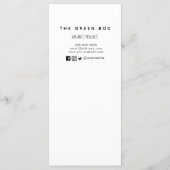 サラダとサンドイッチショップの価格表 メニュー (裏面)