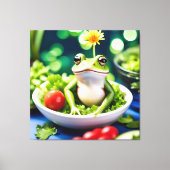 サラダに蛙が入っている キャンバスプリント (正面)