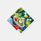 サラダに蛙が入っている スタンダードカクテルナプキン (角)