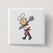 サラダはさみボタンを持つシェフ 缶バッジ (正面)